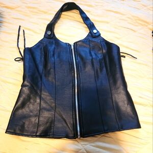Faux leather biker top NWOT